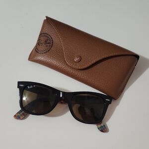 Ray-Ban Black Sunglasses with Brown Leather Case